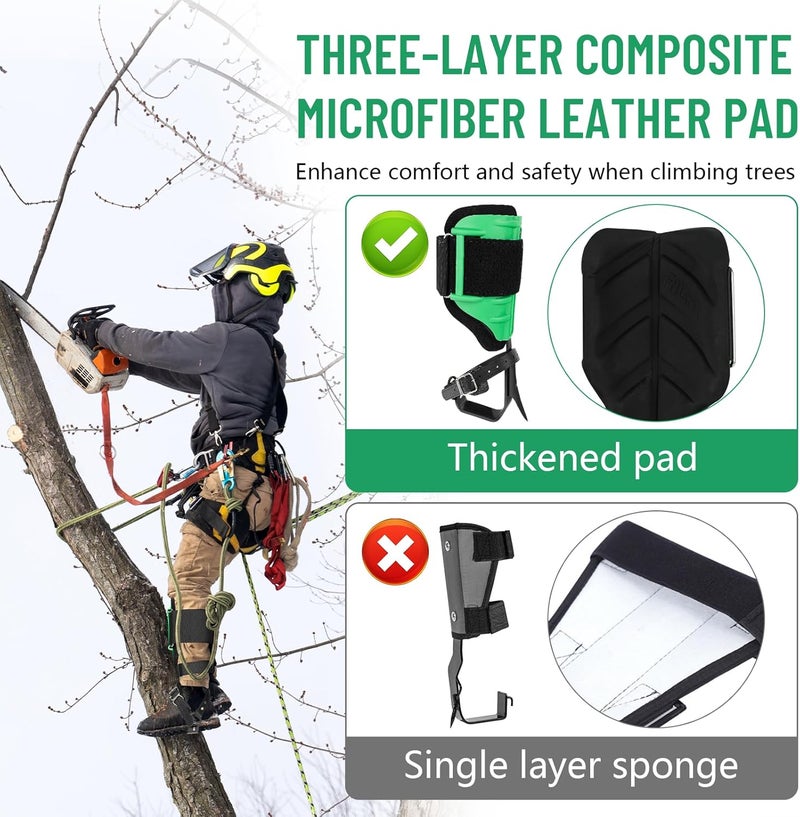 Xeoca Tree Climbing Spikes, Alloy Steel Climbing Spurs, 350lbs Load Capacity, Green, Classic Style, Ideal for Climbers, Fruit Picking & Lumberjack - Image 3